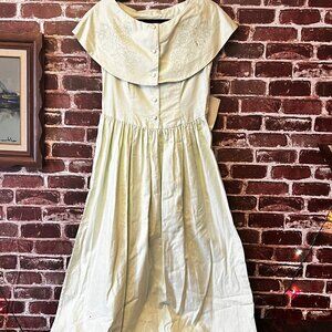 J. Christopher Vintage Linen Blend Embroidered Dress